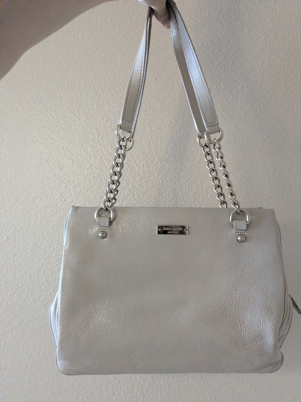 Kate Spade Ivory Double Gold Chain-Handle Women’s Leather Purse